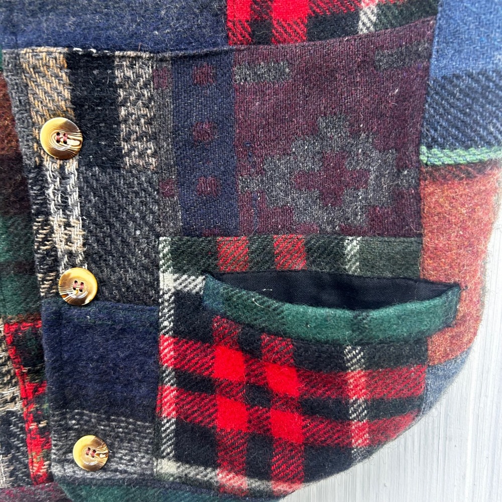 Paragraff‎ Clothing Co Patchwork Wool Blend Vest Small Plaid Tartan Multicolor - Picture 8 of 9